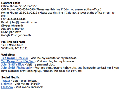professional email signature format